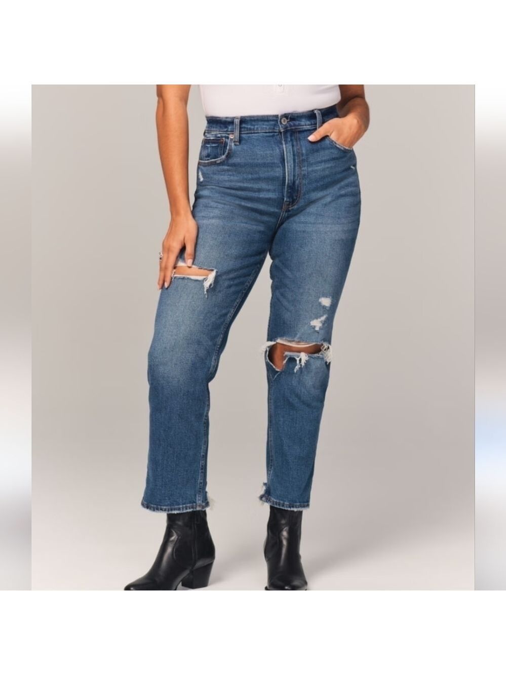 Abercrombie & Fitch Ankle Straight Leg Ultra High Rise Jeans Curve Love 2 Long